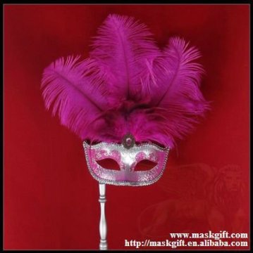 Wholesale party queen design hot pink and silver Masquerade stick mask