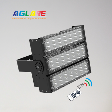 वायरलेस रिमोट कंट्रोल DMX फैक्ट्री ने 150W RGB रंगीन एलईडी फ्लड लाइट का निर्माण किया