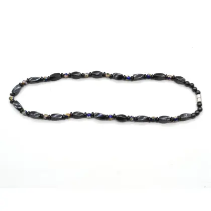 Magnetic Jewelry Hematite Twist Beads Necklace with Cloisonne Beads and Magnetic Twist Beads