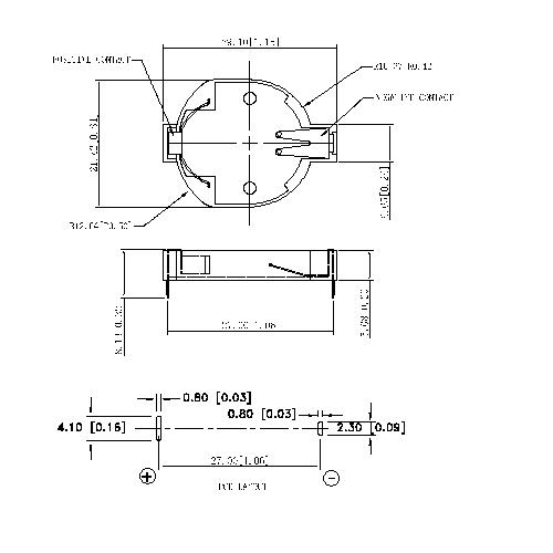 CR2032 Surface Mount (SMT) Porte-cellule de lithium