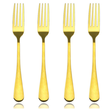 Stainless steel mirror gold plated dessert fork gold fork