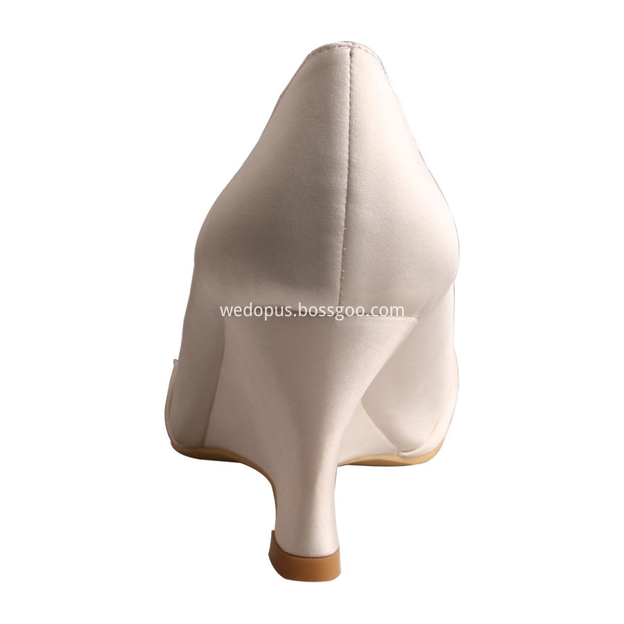 Wedge Heel Navy Satin Shoes