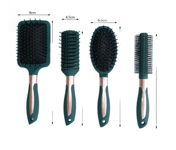 Custom OEM Professional 4Pcs Luxury Curly Plastic Detangling Hairbrush Set for Women - Salon Green