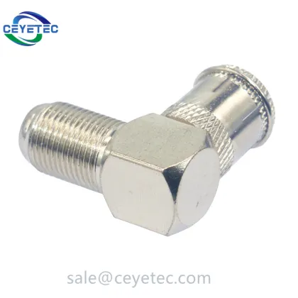 Right Angle F Plug to F Jack Adapter