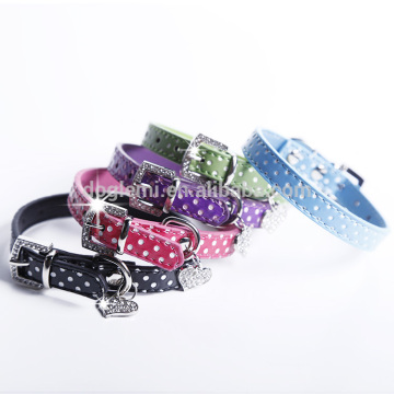Rhinstones Buckle Pendant Dog Collar Cute Polka Dog Collors