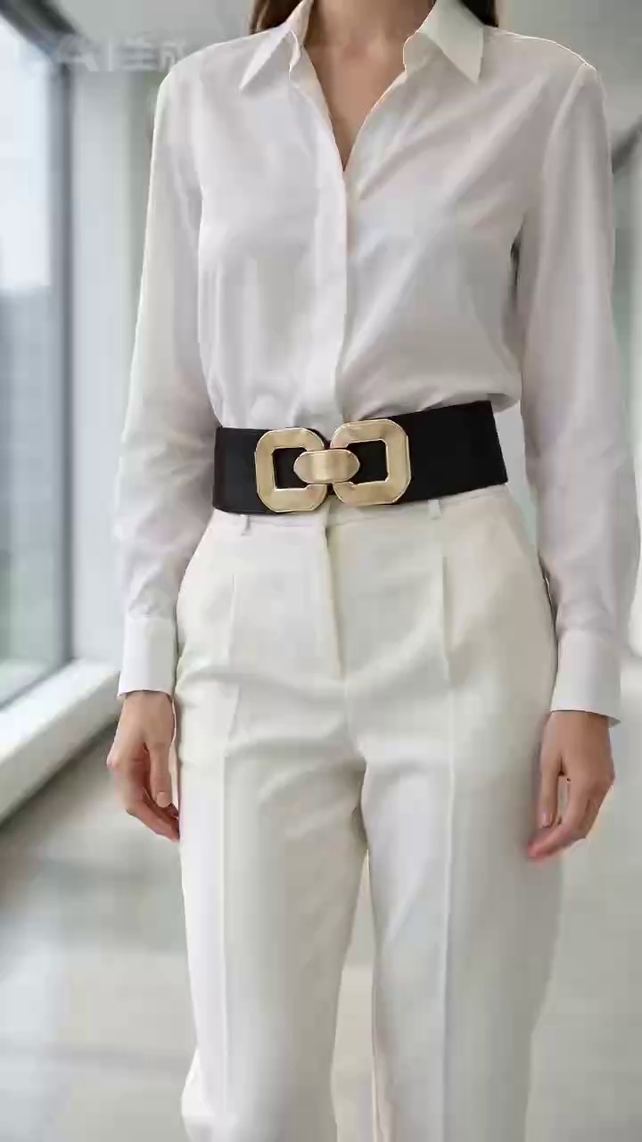 Wide Dress Belt with Gold Clasp