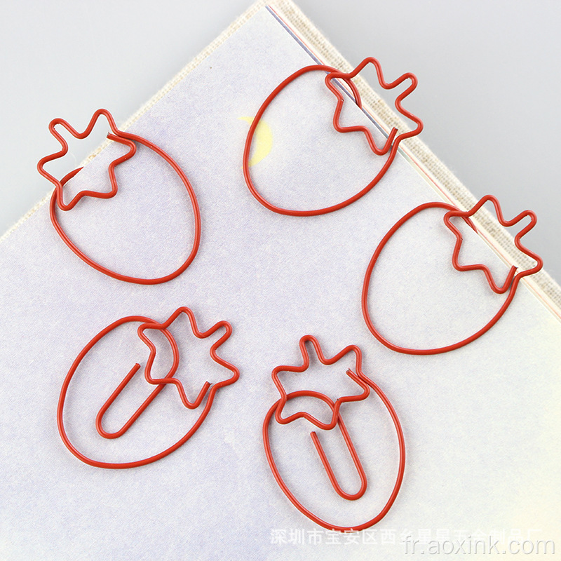 Paper Clips Metal Decorative Cartoon Strawberry mignon