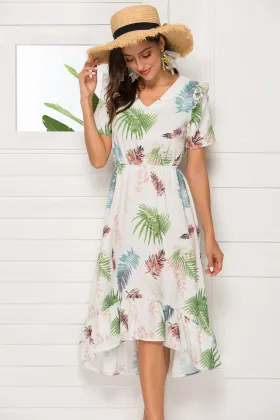 sweet floral Short Dress lady Summer Dresses