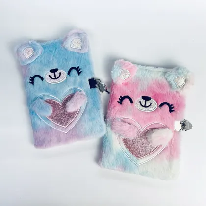 2025 New KRC Cute Plush Bear A5 Diary Kawaii Notebook with Lock