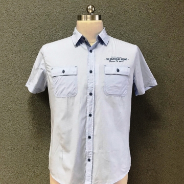 Men's cotton double chest pocket printed shirt