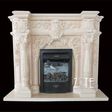 Hand carved indoor used antique stone marble fireplace mantel surround