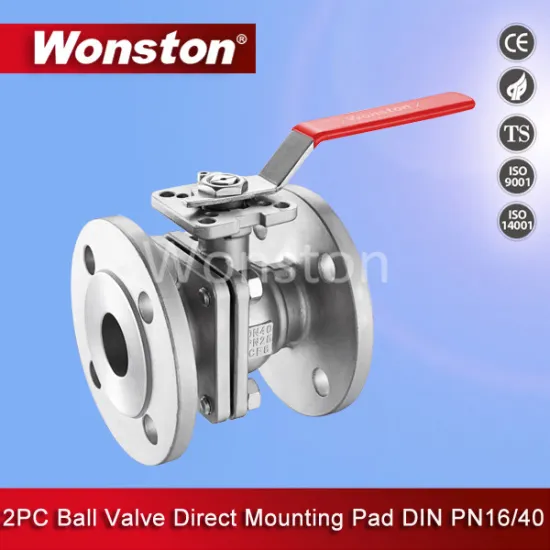 Ss316 2PC Flange Ball Valve with Direct Mounting Pad DIN Pn40