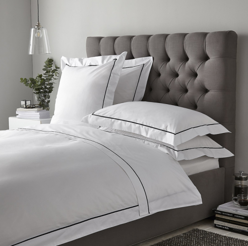 Sulaman Bed Linen Collection-White Navy