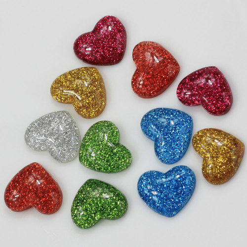 nuovo arrivo 14mm carino glitter cuore flatbacks resina kawaii cabochon charms fai da te fashiondeco per bambini abbellimenti fiocco per capelli