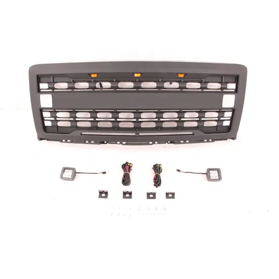 ABS Black Front Grille and Offroad Lights for 4x4 Pickup Truck - Fit for Silverado 2014-2015