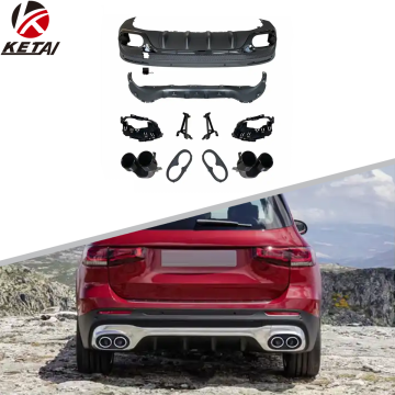 Diffuseur de pare-chocs arrière de la voiture de style GLB45 pour Benz x247 2020+ (pointes en argent ou noir)