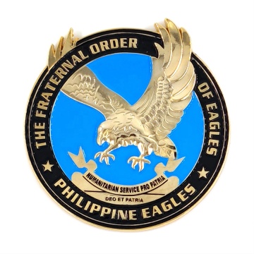 Zinc Alloy 3D Gold Eagle Car Emblem with Blue Finish: Philippines Origin and High Polished Surface