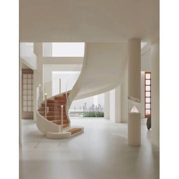 أعلى جودة نقية بيضاء لائحة الدرج المنحني الدرج الحلزوني