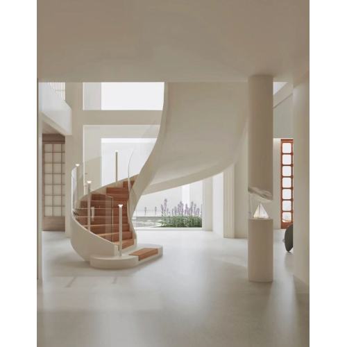 أعلى جودة نقية بيضاء لائحة الدرج المنحني الدرج الحلزوني