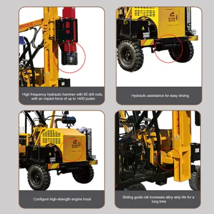Construction Equipment: Solar-Powered Pile Driver for Guardrail Installation
