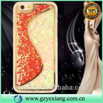 Cell phones smartphones accessories s shape quicksand double color mobile phone case cover for iphone 6g 5.5 back cover case