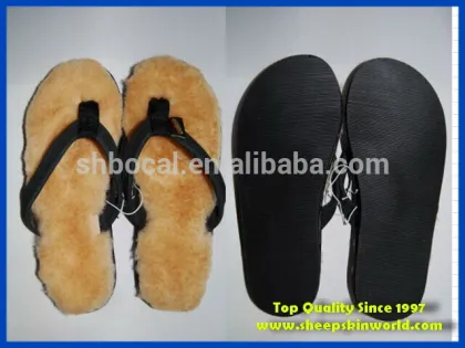 Top quality sheepskin flip flop sandals, leather sandals
