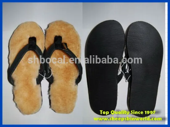 Top quality sheepskin flip flop sandals, leather sandals