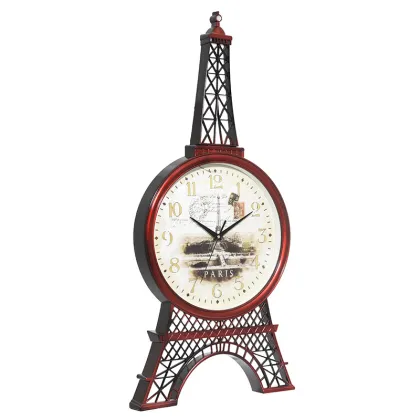 Antique Craft Eiffel Tower Shape Plastic Wall Clock with Quartz Movement