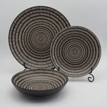 Imprinting black and gold stoneware dinnerware sets, ceramic tableware kitchen dinner set