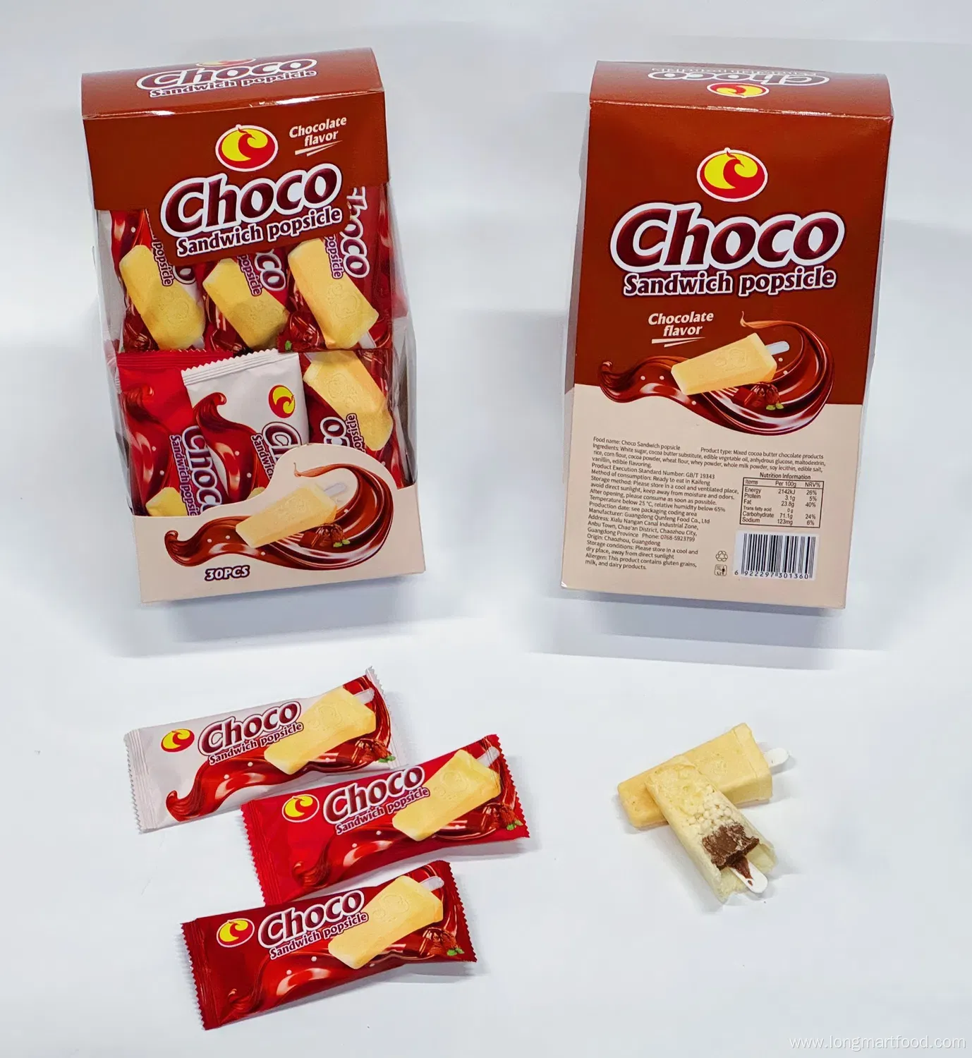 Popsicle-Shaped Filled Ice Cream Candy Biscuit and Chocolate