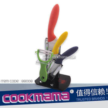 4PCS Geramic Knife Set in acrylic Stand/Block với Geramic Peeler 2015 Phong cách