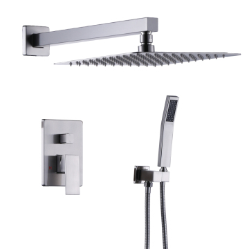 Brushed Nickel Shower System with Rain Shower Head and Handheld Sprayer