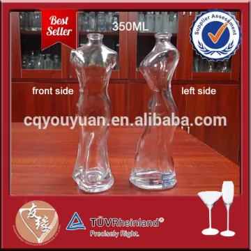High quality beautiful shape glass liquor bottle 350ml