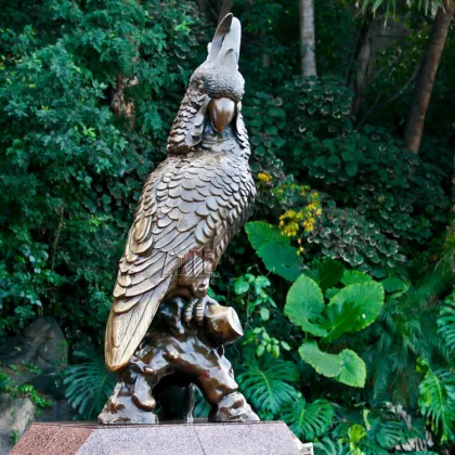 Outdoor metal brass sculpture bronze parrot statue