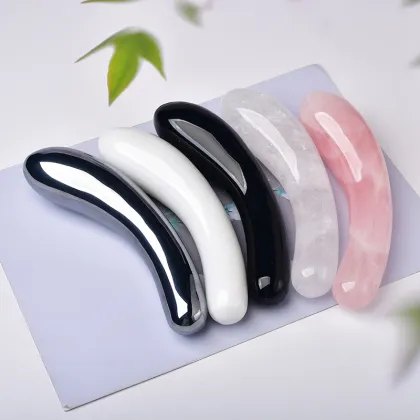 Factory Direct Natural Crystal 18cm Female Massage Stick - Crystal White Obsidian