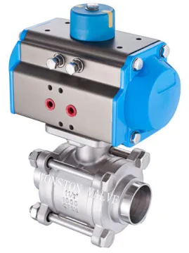3PC Pneumatic Ball Valve with Direct Mounting Pad 1000wog