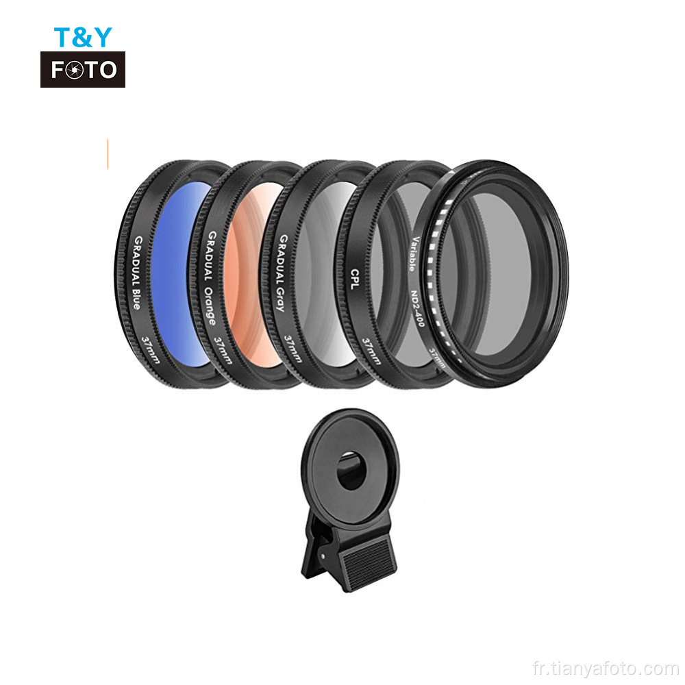 37MM CPL + fader ND + kit de filtre couleur pour téléphone portable