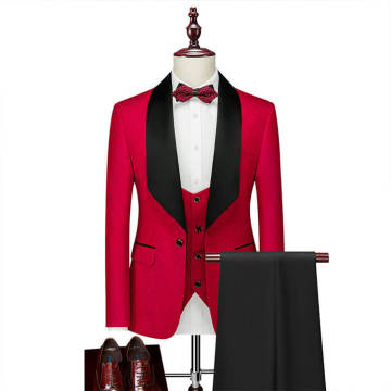 Jacquard Red Jacquard Elegant 3-Piece