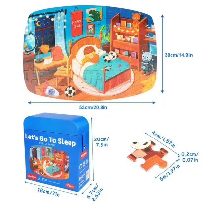 Goodnight Theme 105pcs Brain Teaser Puzzle for Kids: The Educational Backpack Box Jigsaw Game