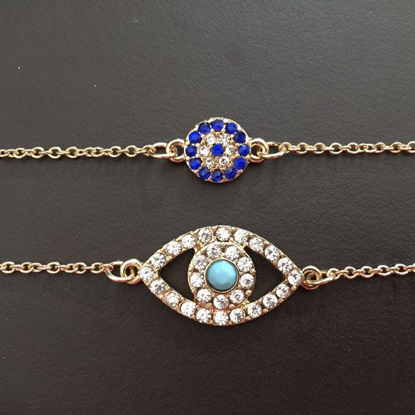 Blue Evil Eye Gold Bracelet