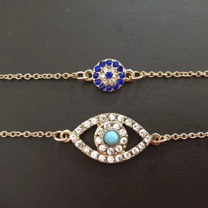 Evil Eye Gold Bracelet Rhinestone Blue Evil Eye Bracelets