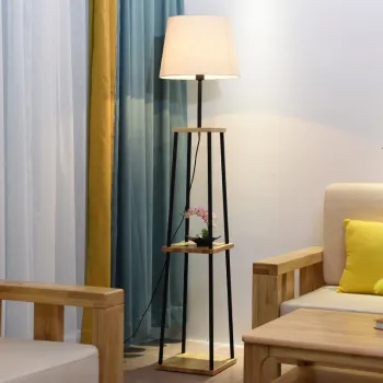 Japanese Style Solid Wood Dimmable Floor Lamp for Bedroom and Living Room