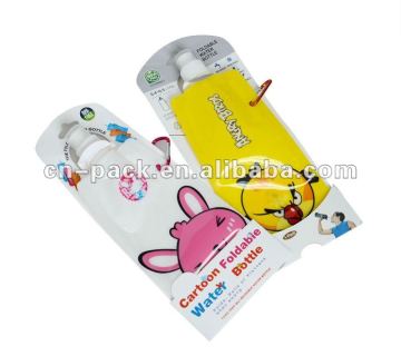 16OZ/480ml portable foldable sports water bag with carabiner