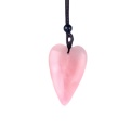 Rose Quartz 25x40mm Love Heart Pendant Necklace Adjustable Rope Chain