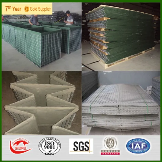 hesco geotextile cloth with beige desert tan color hot dipped galvanized fail-safe structure hesco barriers