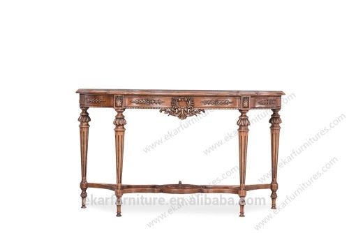 Beige antique half round console table