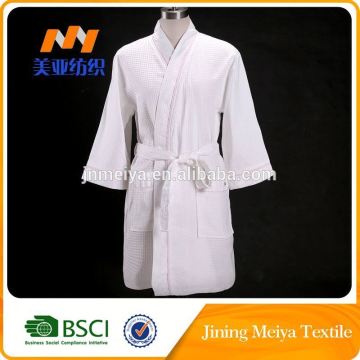 Waffle Bath Robe With Logo And Embroidered Placket