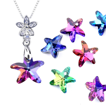 14mm Multicolor Starfish Pendant Glass Beads - 12pcs/lot for Jewelry Making