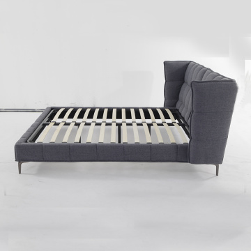 Stylish Fabric Upholstered Stainless Steel Bed