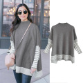 Women's Striped Oversize Soft Knit Cape Sweater Pullover